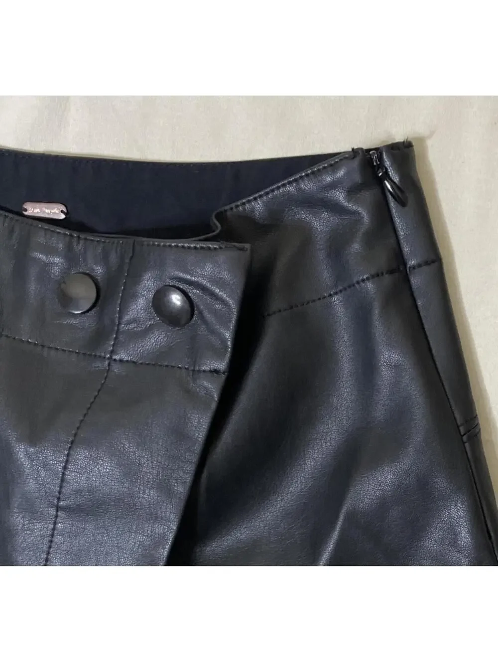 Free People Black Faux Leather Wrap Skort Shorts